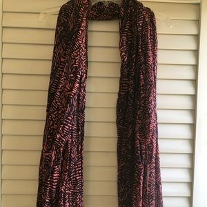 World Market Tasseled Summer Scarf Pink and Navy